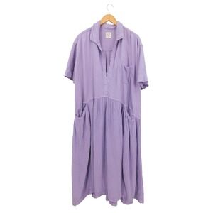 FP Beach Free People Purple Gauze Shirt Dress Maxi Casual Oversized S P